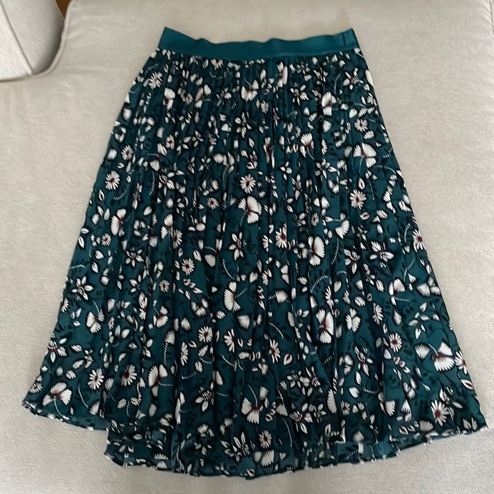 Express Floral Pleated Midi Skirt XS